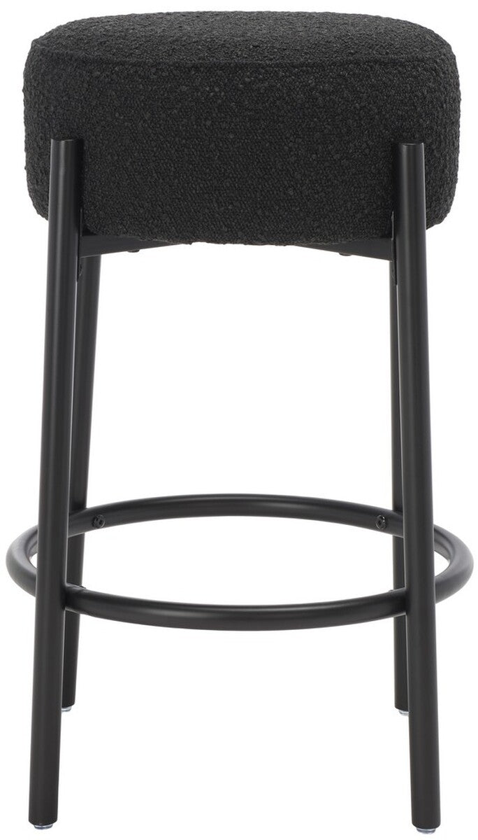 Safavieh Paisleigh Boucle Metal Leg Counter Stool XII23 Black Wood / Fabric / Foam / Metal SFV5032B
