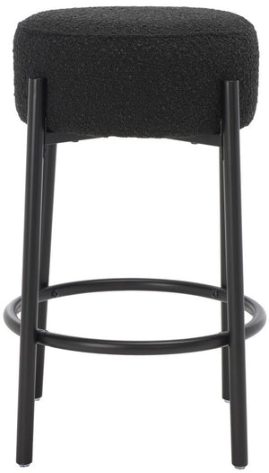 Safavieh Paisleigh Boucle Metal Leg Counter Stool XII23 Black Wood / Fabric / Foam / Metal SFV5032B