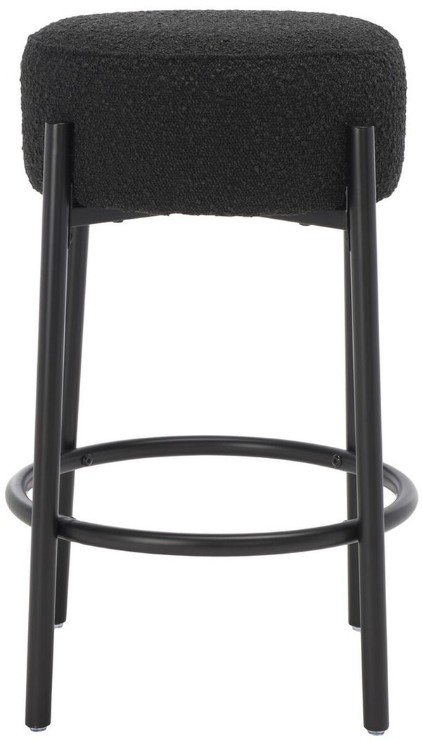 Safavieh Paisleigh Boucle Metal Leg Counter Stool XII23 Black Wood / Fabric / Foam / Metal SFV5032B