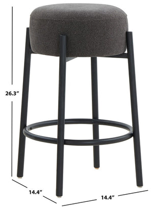 Safavieh Paisleigh Boucle And Metal Leg Counter Stool Charcoal / Black SFV5032I