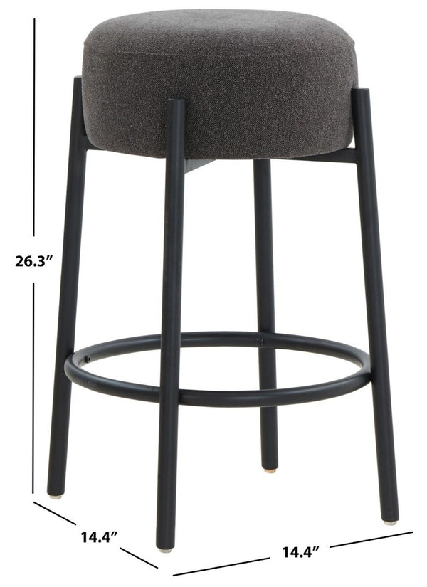Safavieh Paisleigh Boucle And Metal Leg Counter Stool Charcoal / Black SFV5032I