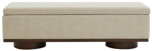 Safavieh Vianna Linen Storage Bench Beige / Walnut SFV5049G