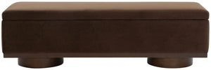 Safavieh Vianna Velvet Storage Bench Dark Brown / Walnut SFV5049H