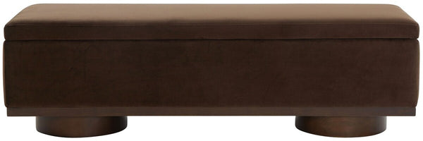 Safavieh Vianna Velvet Storage Bench Dark Brown / Walnut SFV5049H