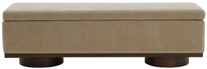 Safavieh Vianna Faux Shearling Storage Bench Sand / Walnut SFV5049I