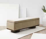 Safavieh Vianna Faux Shearling Storage Bench Sand / Walnut SFV5049I