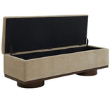 Safavieh Vianna Faux Shearling Storage Bench Sand / Walnut SFV5049I