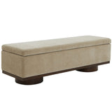 Safavieh Vianna Faux Shearling Storage Bench Sand / Walnut SFV5049I