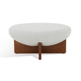 Safavieh Tailor Round Linen Ottoman XII23 Taupe / Brown Wood / Fabric / Foam SFV5052A