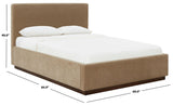 Safavieh Pippin Velvet Queen Bed Light Brown / Walnut SFV5063B-Q-4BX