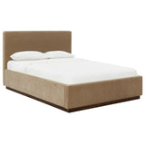 Safavieh Pippin Velvet Queen Bed Light Brown / Walnut SFV5063B-Q-4BX