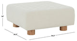 Safavieh Bradfield Square Boucle Ottoman XII23 Ivory / Natural Wood / Fabric / Foam SFV5072A