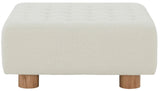 Safavieh Bradfield Square Boucle Ottoman XII23 Ivory / Natural Wood / Fabric / Foam SFV5072A