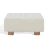 Safavieh Bradfield Square Boucle Ottoman XII23 Ivory / Natural Wood / Fabric / Foam SFV5072A