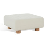 Safavieh Bradfield Square Boucle Ottoman XII23 Ivory / Natural Wood / Fabric / Foam SFV5072A