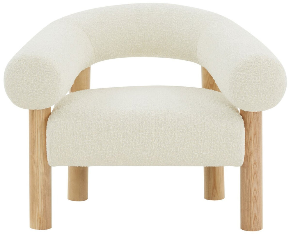 Safavieh Carleigh Boucle Accent Chair Ivory / Natural Wood / Fabric / Foam  SFV5105A