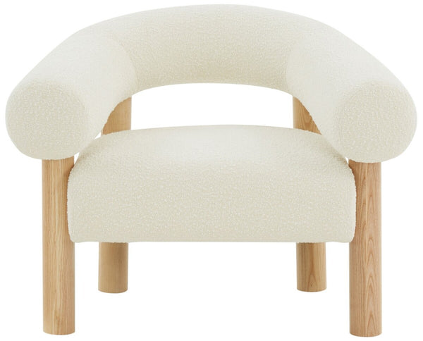 Safavieh Carleigh Boucle Accent Chair Ivory / Natural Wood / Fabric / Foam  SFV5105A