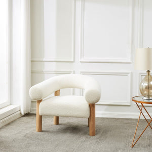 Safavieh Carleigh Boucle Accent Chair Ivory / Natural Wood / Fabric / Foam  SFV5105A