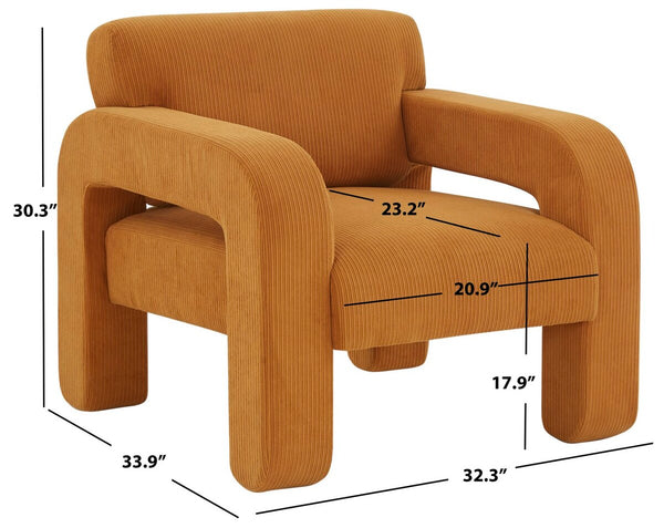 Safavieh Petey Corduroy Accent Chair Rust 32.3 IN W x 33.9 IN D x 30.3 IN H