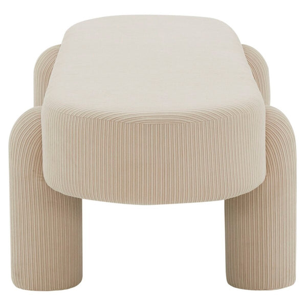 Safavieh Laurence Corduroy Bench Sand 60 IN W x 24 IN D x 16.9 IN H