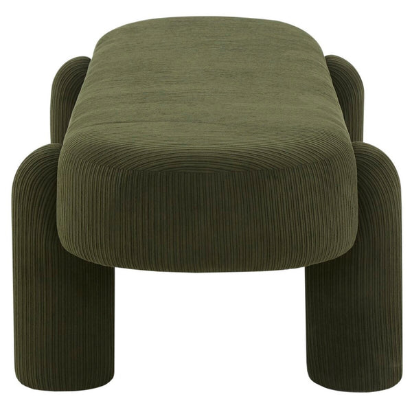 Safavieh Laurence Corduroy Bench Olive 60 IN W x 24 IN D x 16.9 IN H