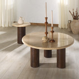 Safavieh Jennamira Travertine Top Accent Table Dark Brown / Travertine SFV5762A