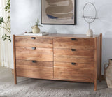 Safavieh Shanti 6 Drawer Wood Dresser Natural / Black SFV5764A