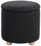 Safavieh Becka Round Boucle Storage Ottoman Black / Natural SFV6100B