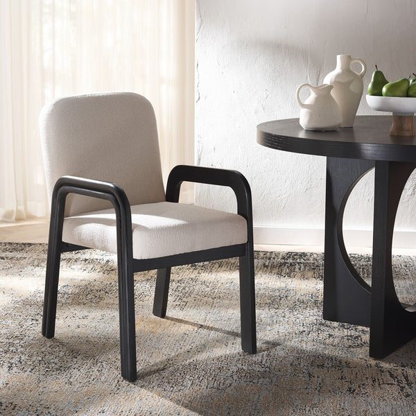 Safavieh Roslina Boucle Dining Chair Ivory / Black SFV6105A