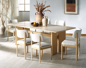 Safavieh Trystan Boucle Dining Chair Ivory / Natural SFV7233A-SET2