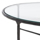 Safavieh Jessa Round Metal Coffee Table XII23 Black Forged Metal / Tempered Glass SFV9501E