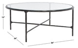 Safavieh Jessa Round Metal Coffee Table XII23 Black Forged Metal / Tempered Glass SFV9501E