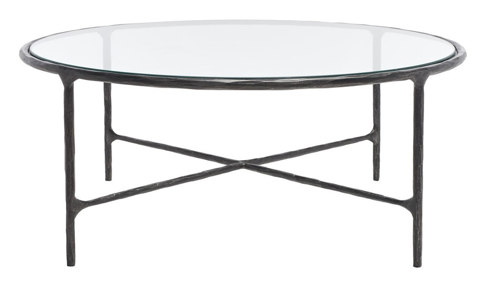 Safavieh Jessa Round Metal Coffee Table XII23 Black / White Forged Metal / White Marble / Mdf SFV9501D