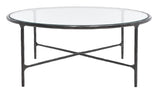 Safavieh Jessa Round Metal Coffee Table XII23 Black Forged Metal / Tempered Glass SFV9501E