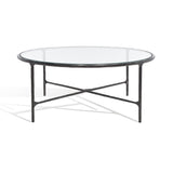 Safavieh Jessa Round Metal Coffee Table XII23 Black Forged Metal / Tempered Glass SFV9501E