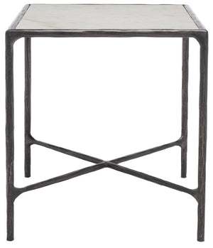 Safavieh Jessa Forged Metal Square End Table XII23 Black / White Forged Metal / White Marble / Mdf SFV9503D