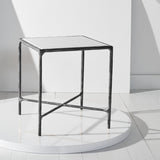 Safavieh Jessa Forged Metal Square End Table XII23 Black / White Forged Metal / White Marble / Mdf SFV9503D