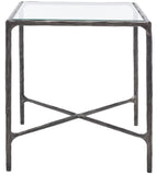 Safavieh Jessa Forged Metal Square End Table XII23 Black Forged Metal / Tempered Glass SFV9503E