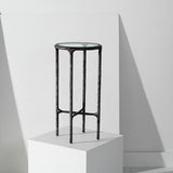Safavieh Jessa Forged Metal Tall Round End Table Black Forged Metal / White Marble SFV9504E