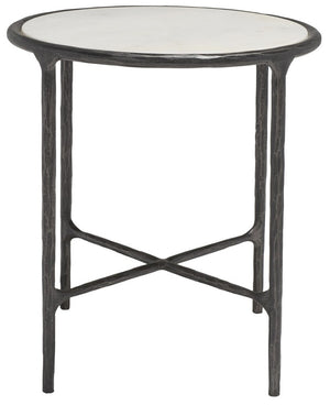 Safavieh Jessa Forged Metal Round End Table XII23 Black / White Forged Metal / White Marble / Mdf SFV9505D