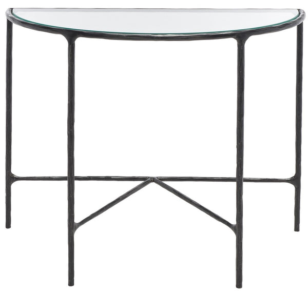 Safavieh Jessa Forged Metal Console Table XII23 Black Forged Metal / Tempered Glass SFV9506E