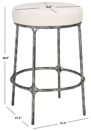 Safavieh Trumen Boucle Counterstool Ivory / Black Metal / Wood / Foam / Fabric SFV9525A