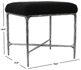 Safavieh Mandy Boucle And Metal Ottoman Black Metal / Wood / Foam / Fabric SFV9526B