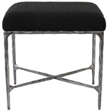 Safavieh Mandy Boucle And Metal Ottoman Black Metal / Wood / Foam / Fabric SFV9526B