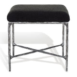 Safavieh Mandy Boucle And Metal Ottoman Black Metal / Wood / Foam / Fabric SFV9526B