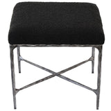 Safavieh Mandy Boucle And Metal Ottoman Black Metal / Wood / Foam / Fabric SFV9526B