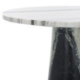 Safavieh Valentia Tall Round Marble Accent Table White / Black Marble / Mdf  SFV9703F-2BX