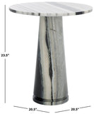 Safavieh Valentia Tall Round Marble Accent Table White / Black Marble / Mdf  SFV9703F-2BX