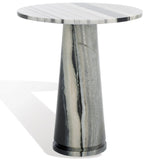 Safavieh Valentia Tall Round Marble Accent Table White / Black Marble / Mdf  SFV9703F-2BX