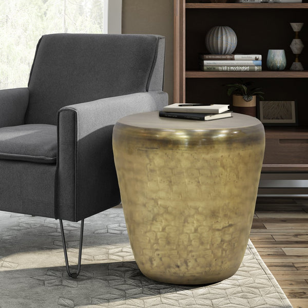 English Elm Garvy Metal Side Table In Antique Gold - Handcrafted Industrial Accent For Any Room Decor B136P158980